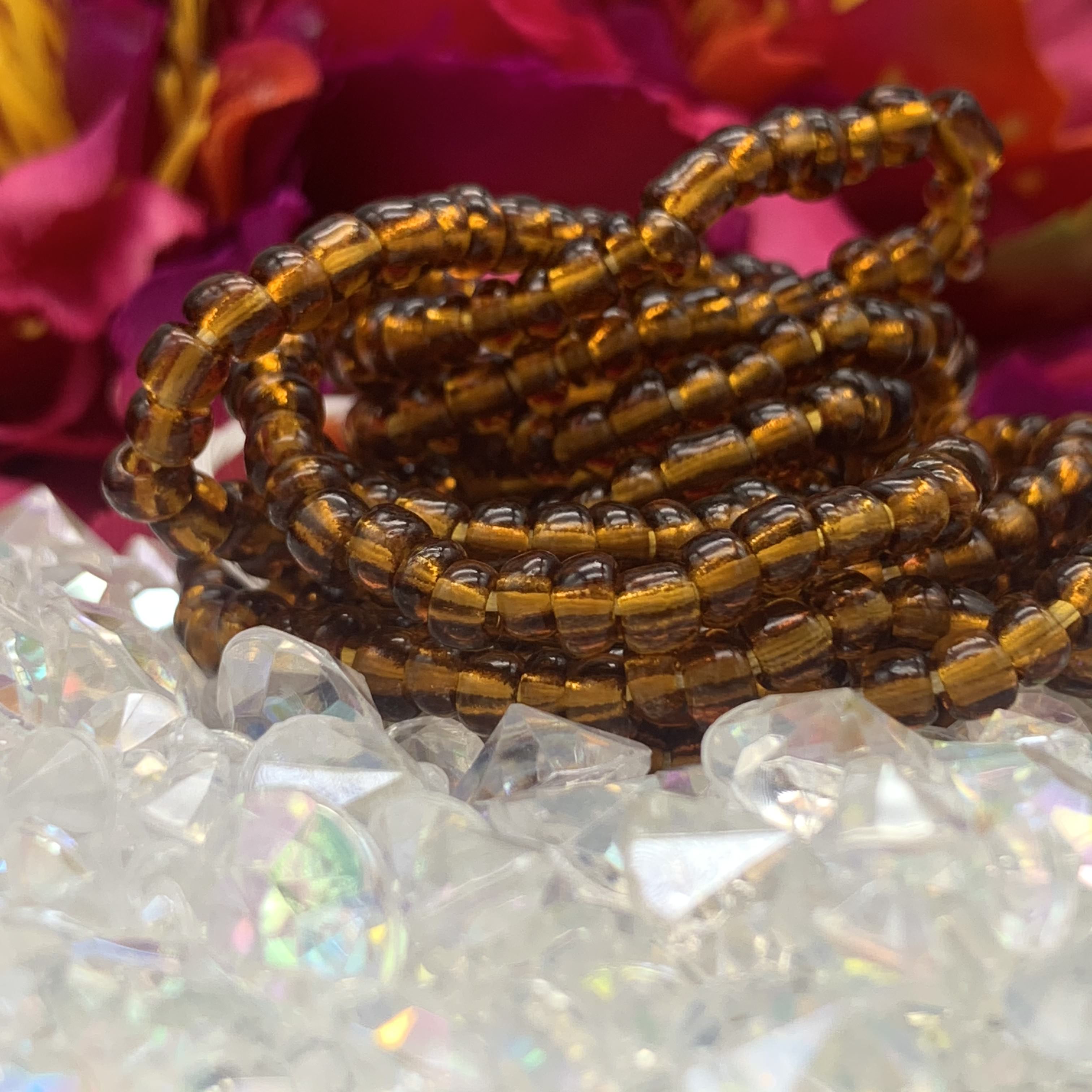 Clear Brown Waist Beads