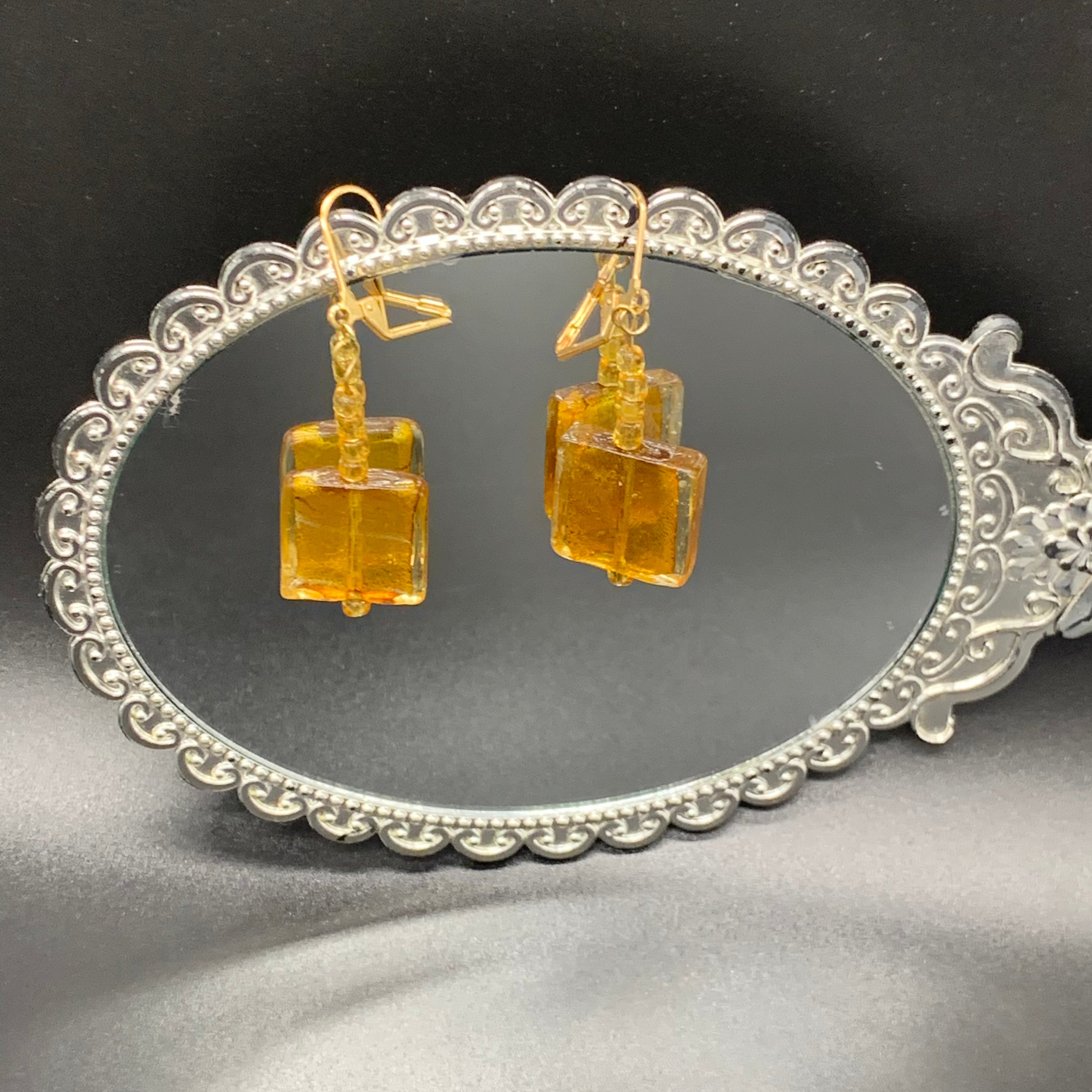 Gold Glass Earrings